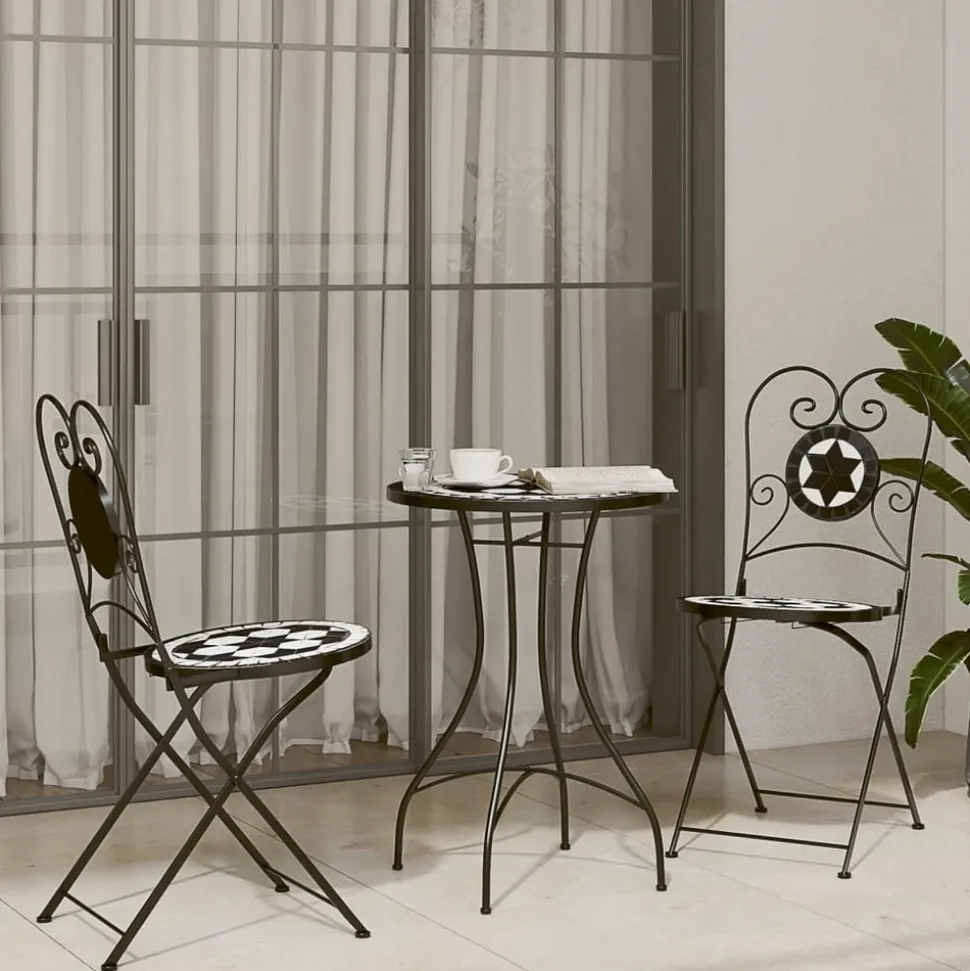MAISON EXCLUSIVE - Chaises de bistro pliables lot de 2 noir et blanc céramique