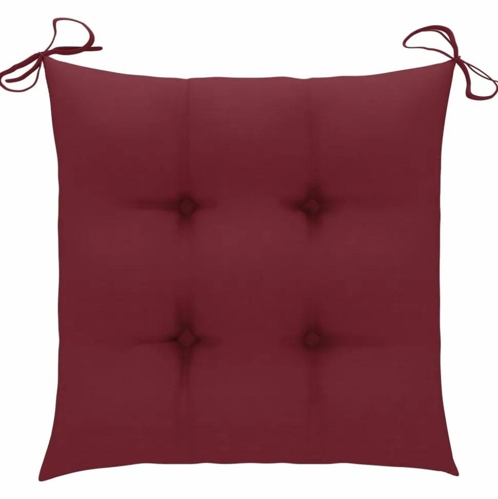 MAISON EXCLUSIVE - Chaises de jardin lot de 2 coussins rouge bordeaux teck massif