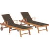 MAISON EXCLUSIVE - Chaises longues lot de 2 avec coussin taupe bois de teck solide