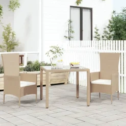 MAISON EXCLUSIVE - Chaises de jardin avec coussins lot de 2 résine tressée beige
