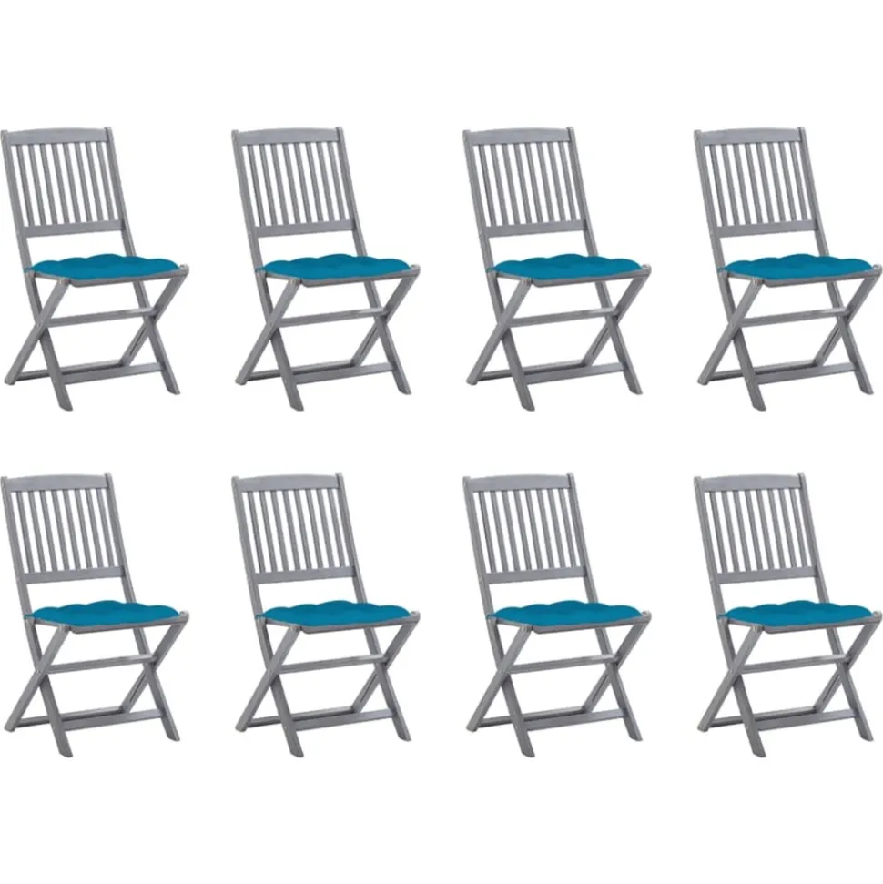 MAISON EXCLUSIVE - Chaises pliables d'extérieur lot de 8 et coussins bois d'acacia