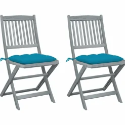 MAISON EXCLUSIVE - Chaises pliables d'extérieur lot de 2 et coussins bois d'acacia