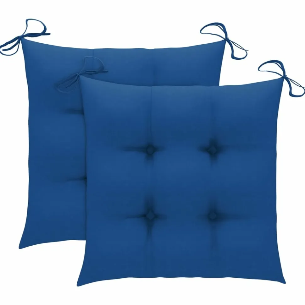 MAISON EXCLUSIVE - Chaises de jardin lot de 2 et coussins bleu bois de teck massif