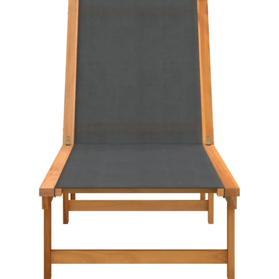 MAISON EXCLUSIVE - Chaises longues lot de 2 noir bois d'acacia solide et textilène