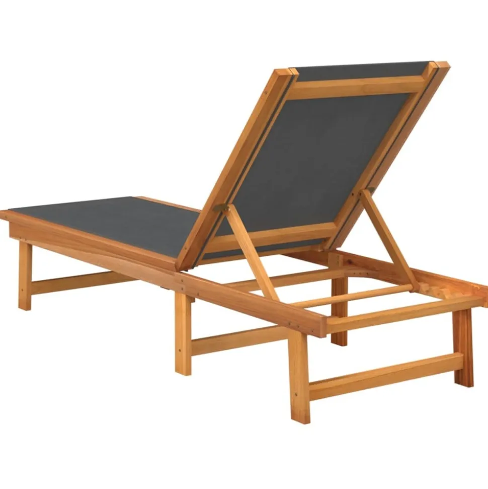 MAISON EXCLUSIVE - Chaises longues lot de 2 noir bois d'acacia solide et textilène