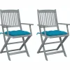 MAISON EXCLUSIVE - Chaises pliables d'extérieur lot de 2 et coussins bois d'acacia