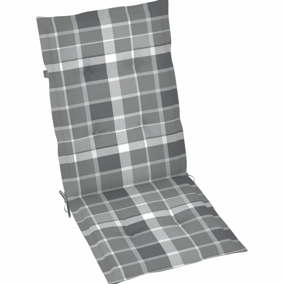 MAISON EXCLUSIVE - Chaises de jardin lot de 2 et coussins à carreaux gris teck