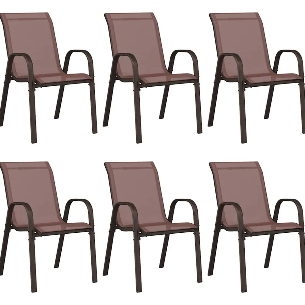 MAISON EXCLUSIVE - Chaises empilables de jardin lot de 6 marron tissu textilène
