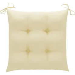 MAISON EXCLUSIVE - Chaises de jardin lot de 2 et coussins blanc crème teck massif