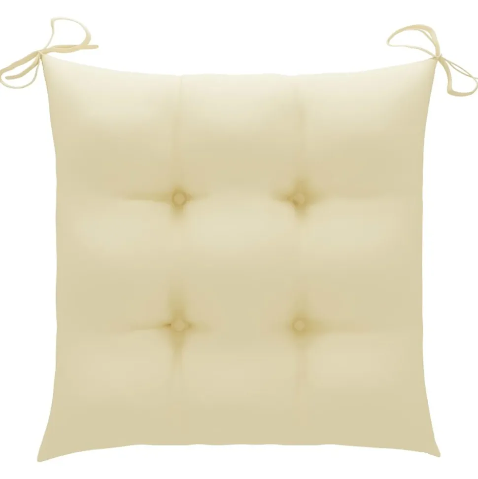 MAISON EXCLUSIVE - Chaises de jardin lot de 2 et coussins blanc crème teck massif
