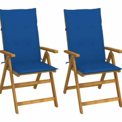MAISON EXCLUSIVE - Chaises inclinables de jardin lot de 2 et coussins bois acacia