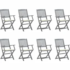 MAISON EXCLUSIVE - Chaises pliables d'extérieur lot de 8 et coussins bois d'acacia