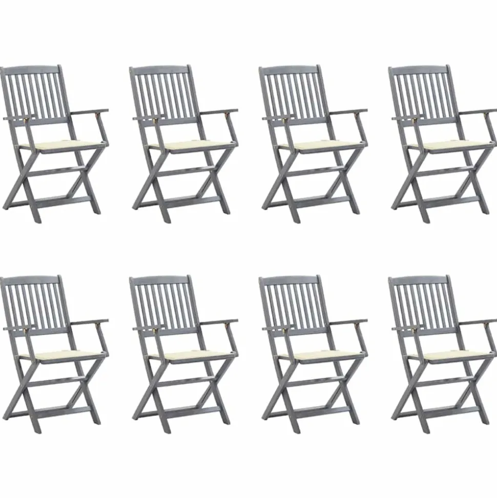 MAISON EXCLUSIVE - Chaises pliables d'extérieur lot de 8 et coussins bois d'acacia