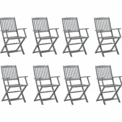 MAISON EXCLUSIVE - Chaises pliables d'extérieur lot de 8 et coussins bois d'acacia