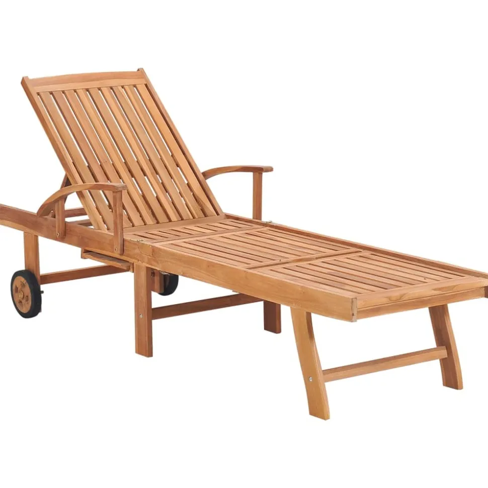 MAISON EXCLUSIVE - Chaises longues lot de 2 avec coussin gris bois de teck solide