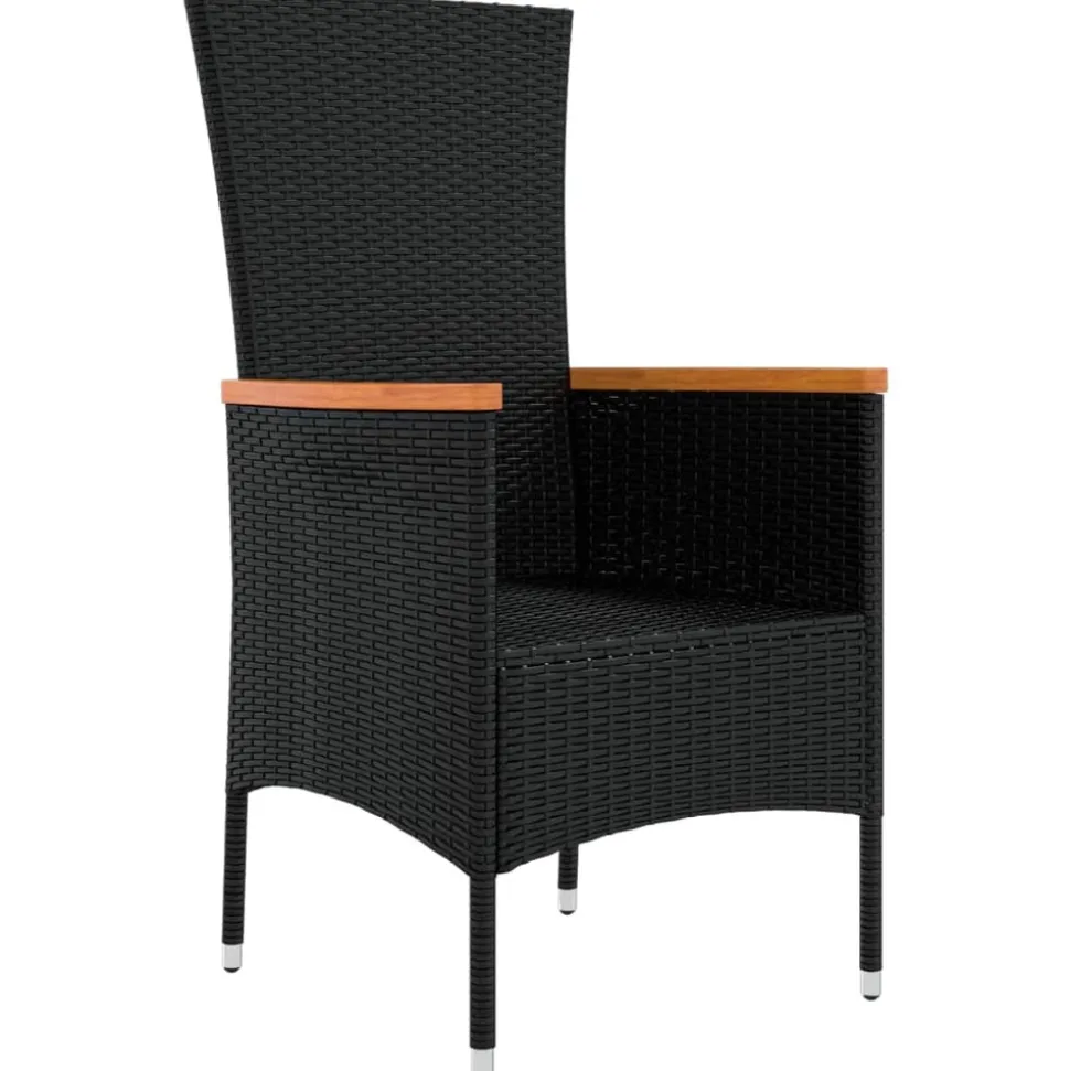 MAISON EXCLUSIVE - Chaises de jardin lot de 4 avec coussins résine tressée noir