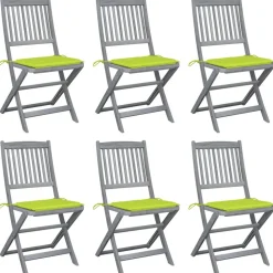 MAISON EXCLUSIVE - Chaises pliables d'extérieur lot de 6 et coussins bois d'acacia
