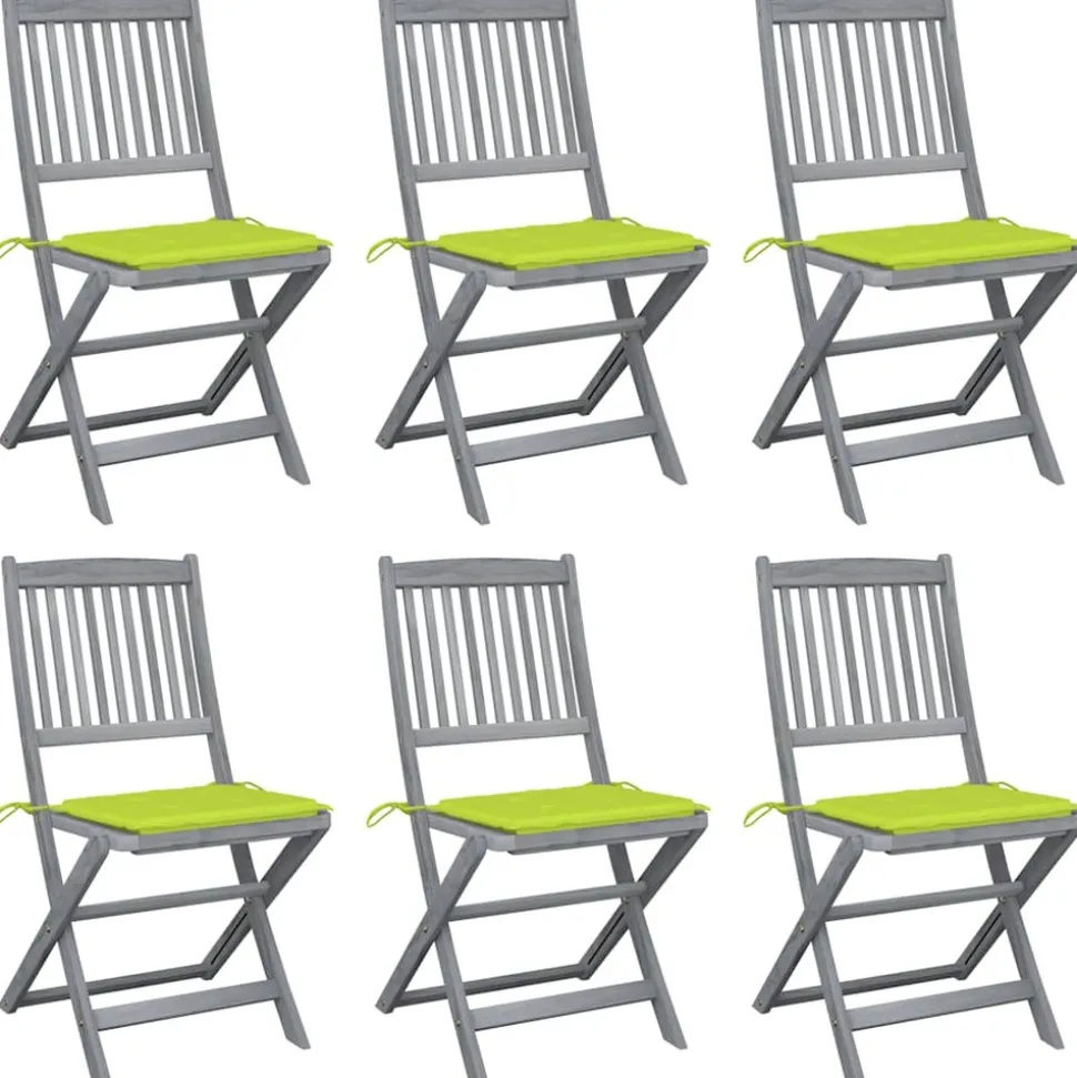 MAISON EXCLUSIVE - Chaises pliables d'extérieur lot de 6 et coussins bois d'acacia