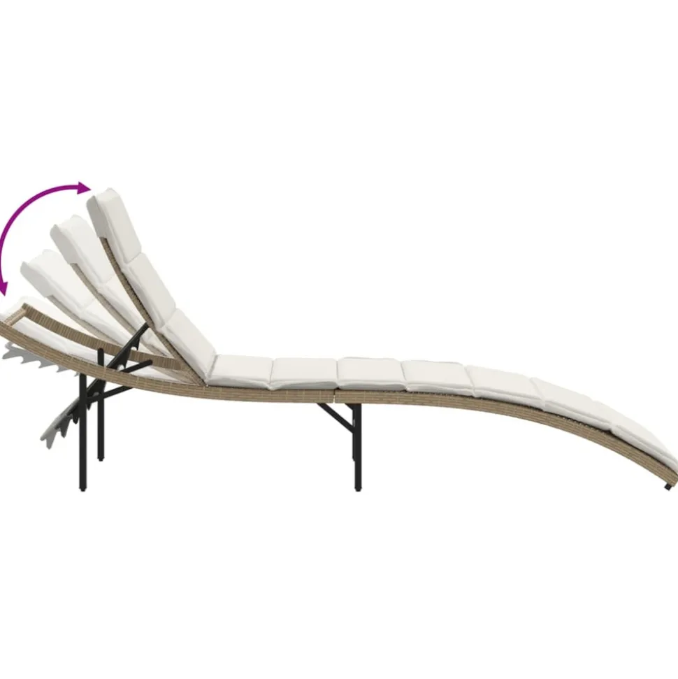 MAISON EXCLUSIVE - Chaises longues lot de 2 avec table beige résine tressée