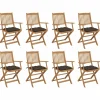 MAISON EXCLUSIVE - Chaises pliables d'extérieur et coussins lot de 8 bois d'acacia