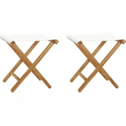 MAISON EXCLUSIVE - Chaises pliables lot de 2 bois teck solide et tissu blanc crème