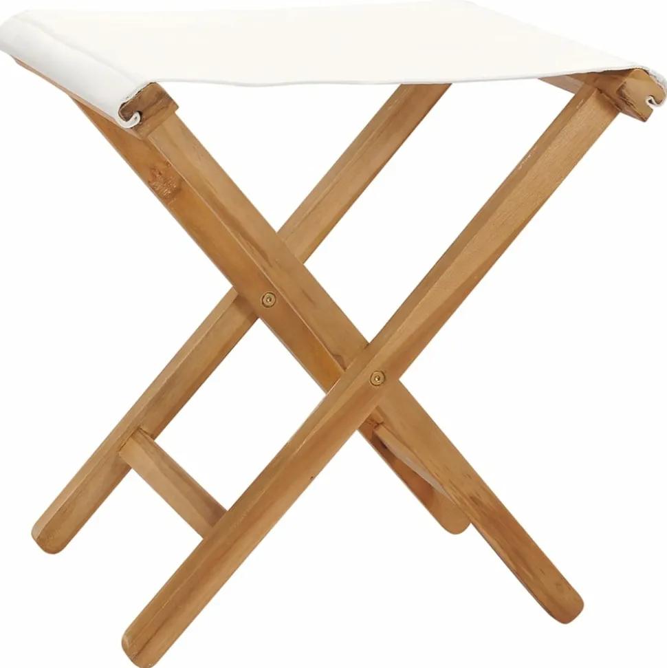 MAISON EXCLUSIVE - Chaises pliables lot de 2 bois teck solide et tissu blanc crème