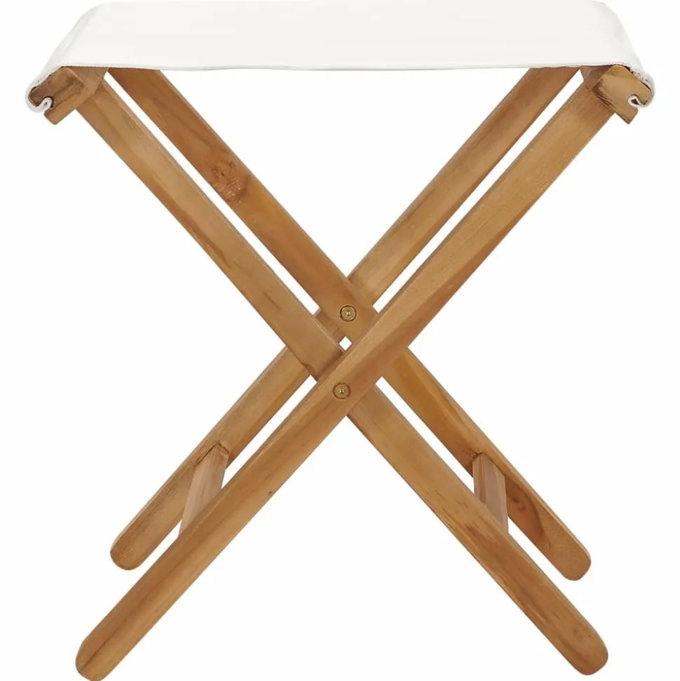 MAISON EXCLUSIVE - Chaises pliables lot de 2 bois teck solide et tissu blanc crème