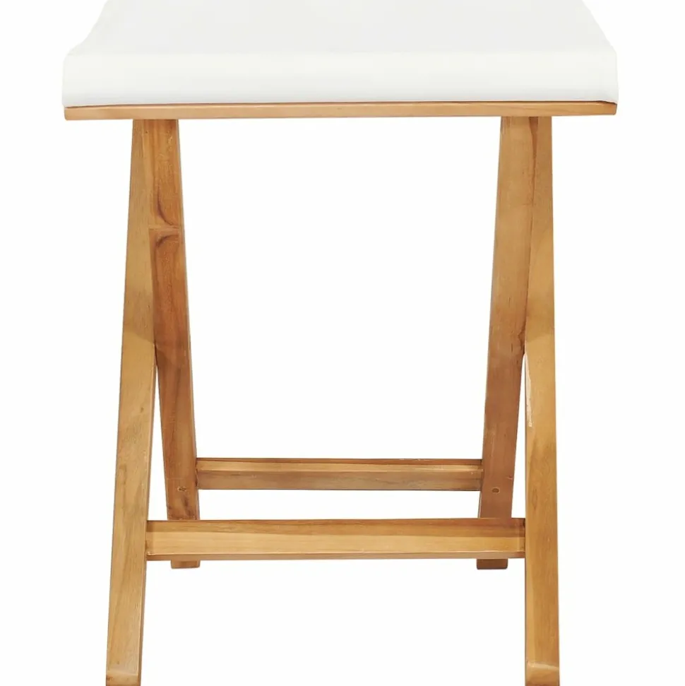 MAISON EXCLUSIVE - Chaises pliables lot de 2 bois teck solide et tissu blanc crème