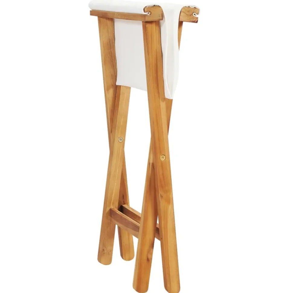 MAISON EXCLUSIVE - Chaises pliables lot de 2 bois teck solide et tissu blanc crème