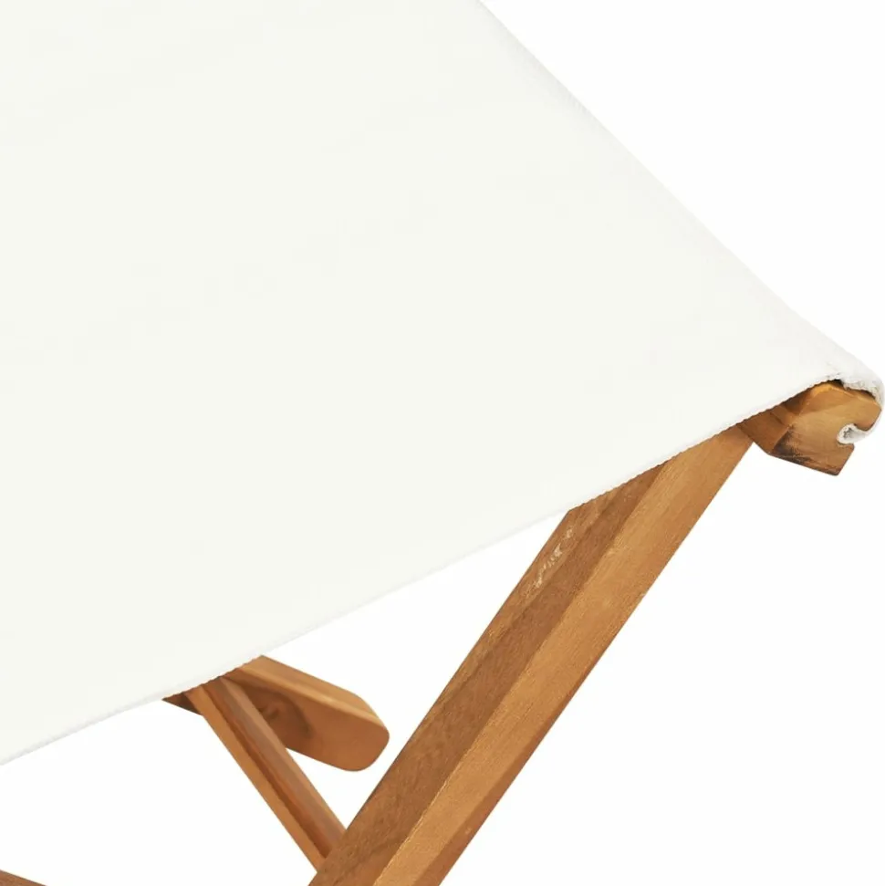 MAISON EXCLUSIVE - Chaises pliables lot de 2 bois teck solide et tissu blanc crème