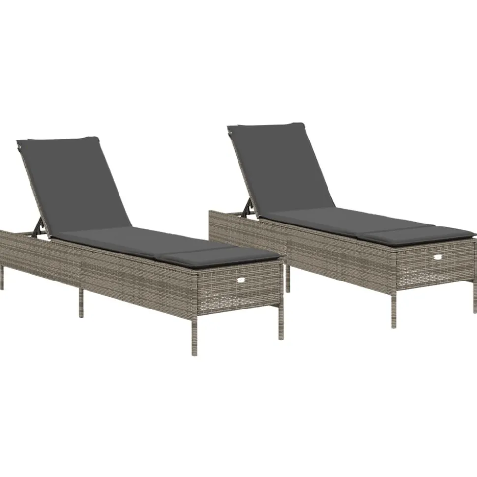MAISON EXCLUSIVE - Chaises longues avec coussins lot de 2 gris résine tressée