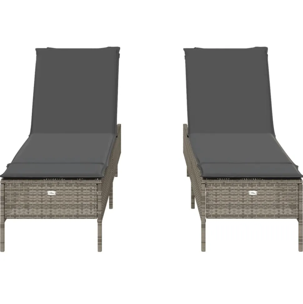 MAISON EXCLUSIVE - Chaises longues avec coussins lot de 2 gris résine tressée