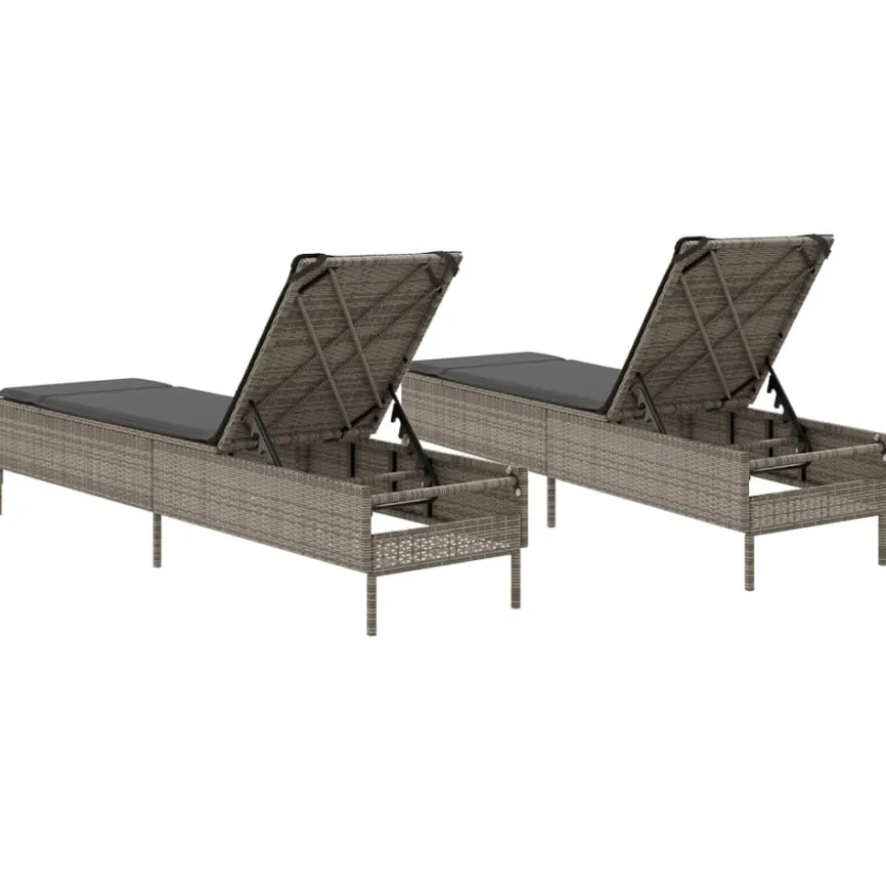 MAISON EXCLUSIVE - Chaises longues avec coussins lot de 2 gris résine tressée