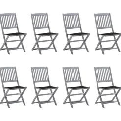 MAISON EXCLUSIVE - Chaises pliables d'extérieur lot de 8 et coussins bois d'acacia