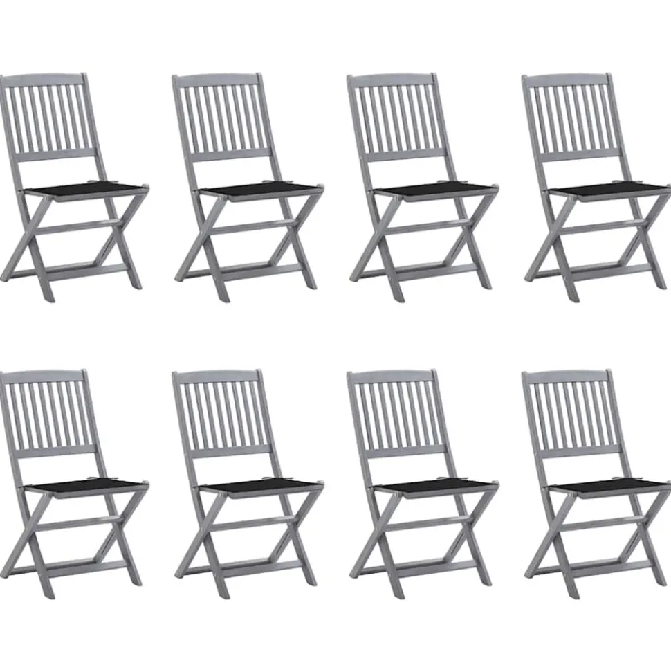 MAISON EXCLUSIVE - Chaises pliables d'extérieur lot de 8 et coussins bois d'acacia