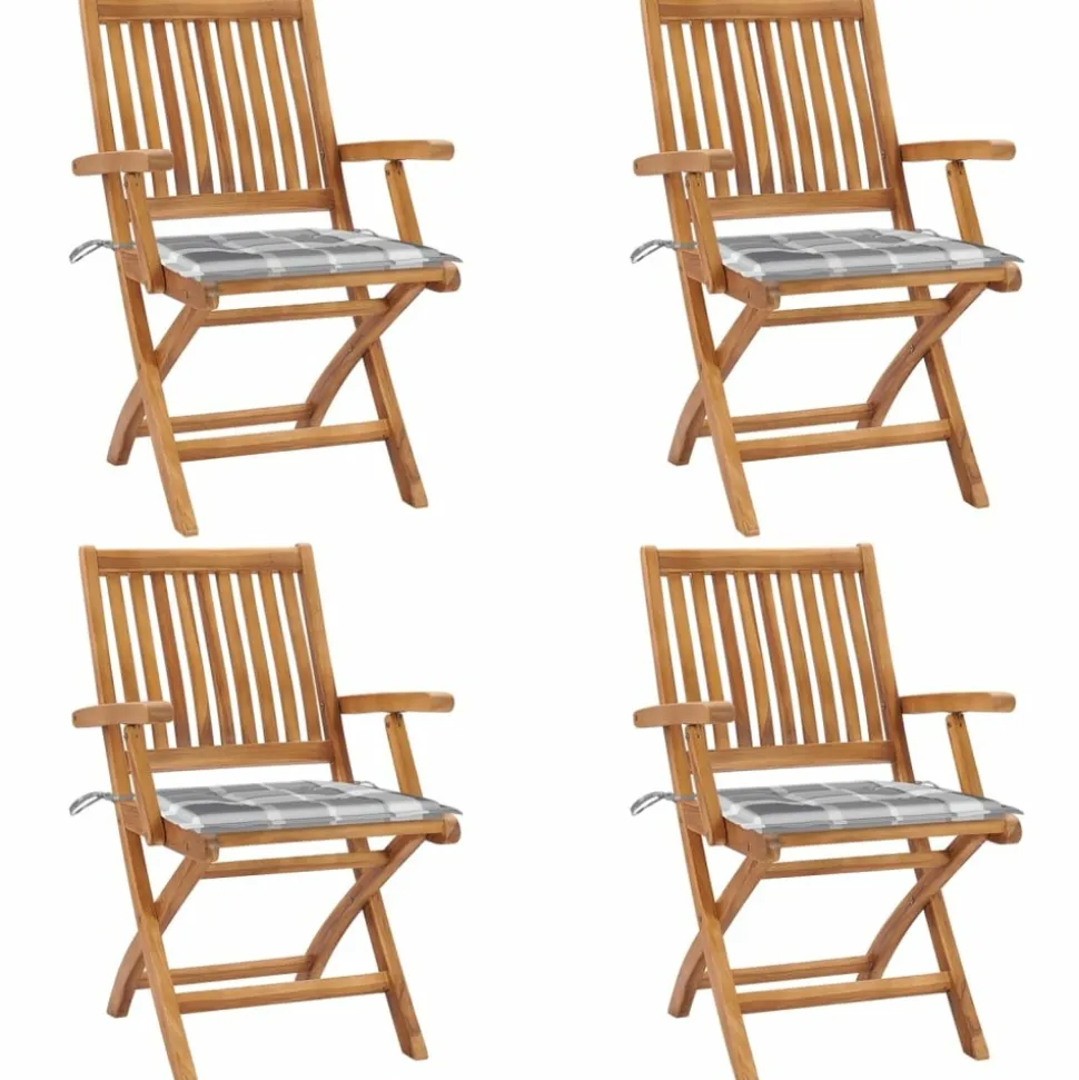 MAISON EXCLUSIVE - Chaises pliables de jardin avec coussins lot de 4 teck solide