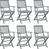 MAISON EXCLUSIVE - Chaises pliables d'extérieur lot de 6 et coussins bois d'acacia