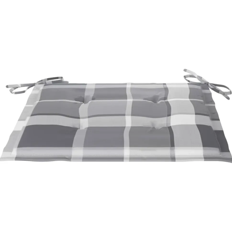 MAISON EXCLUSIVE - Chaises de jardin lot de 2 avec coussins à carreaux gris teck