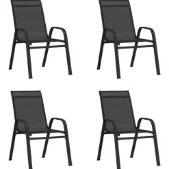 MAISON EXCLUSIVE - Chaises empilables de jardin lot de 4 noir tissu textilène