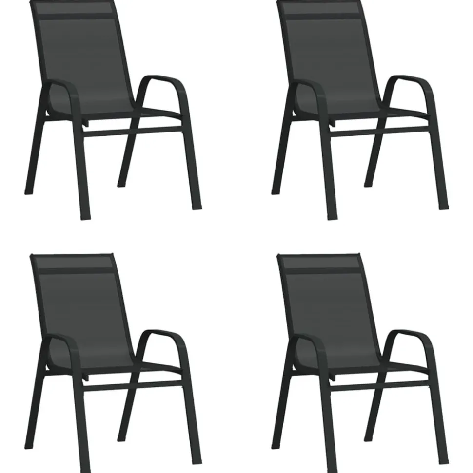 MAISON EXCLUSIVE - Chaises empilables de jardin lot de 4 noir tissu textilène