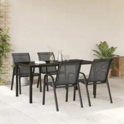 MAISON EXCLUSIVE - Chaises empilables de jardin lot de 4 noir tissu textilène