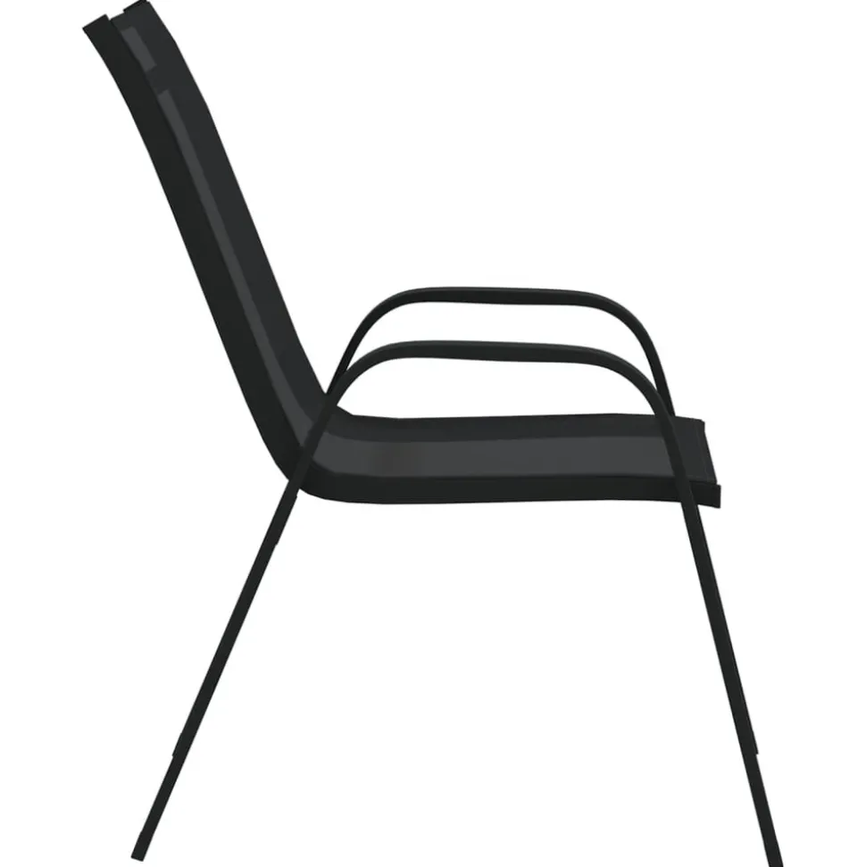 MAISON EXCLUSIVE - Chaises empilables de jardin lot de 4 noir tissu textilène