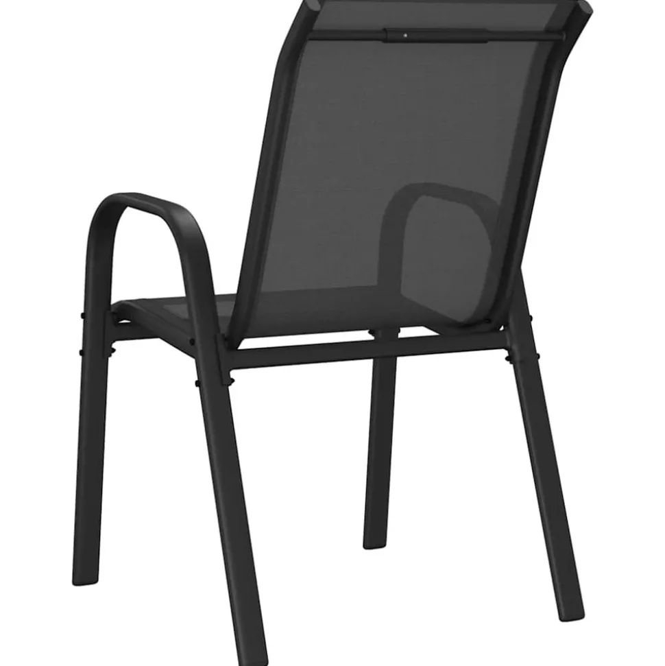 MAISON EXCLUSIVE - Chaises empilables de jardin lot de 4 noir tissu textilène