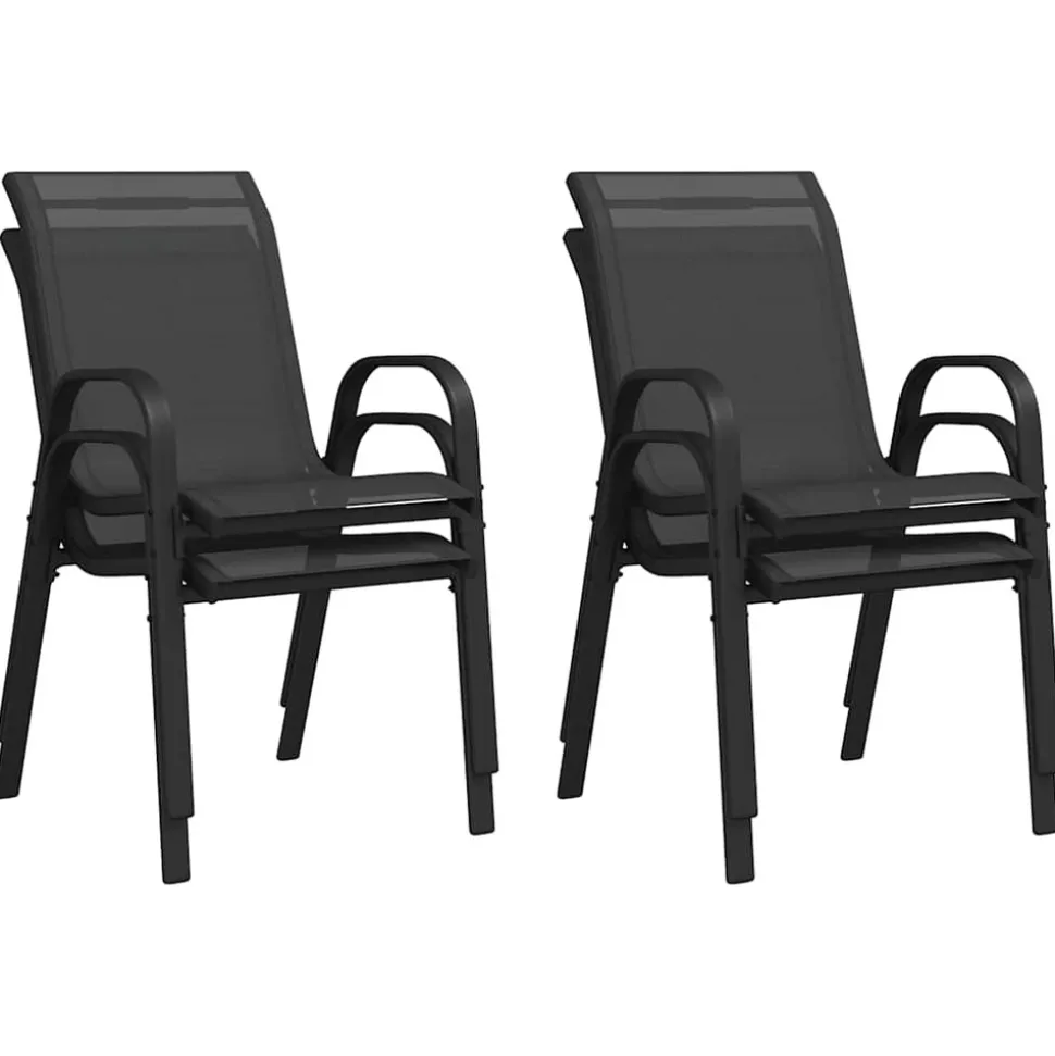 MAISON EXCLUSIVE - Chaises empilables de jardin lot de 4 noir tissu textilène