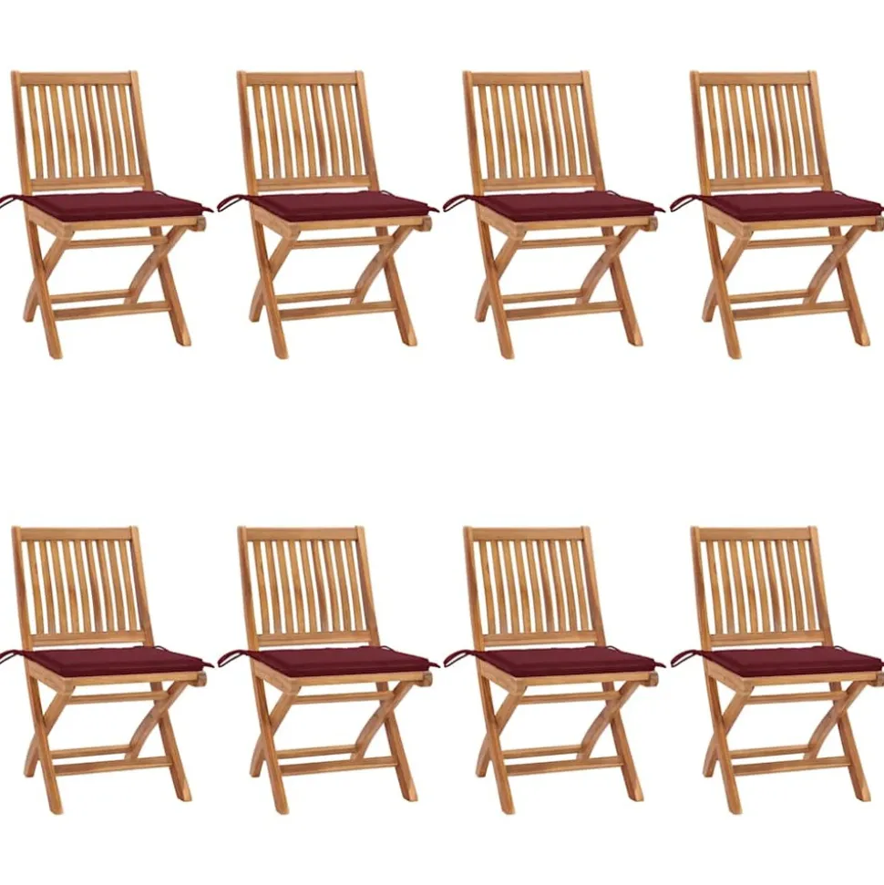 MAISON EXCLUSIVE - Chaises pliables de jardin avec coussins lot de 8 teck solide