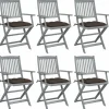 MAISON EXCLUSIVE - Chaises pliables d'extérieur lot de 6 et coussins bois d'acacia
