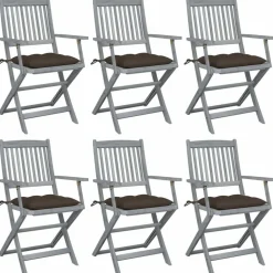 MAISON EXCLUSIVE - Chaises pliables d'extérieur lot de 6 et coussins bois d'acacia