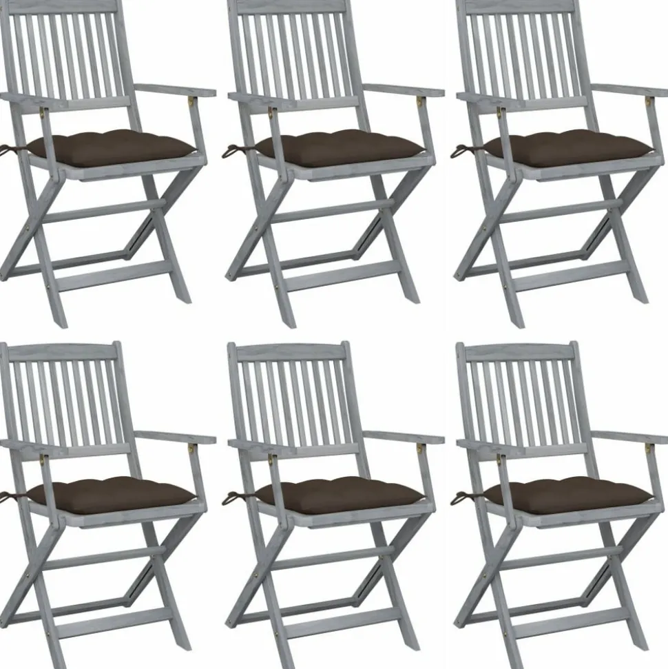 MAISON EXCLUSIVE - Chaises pliables d'extérieur lot de 6 et coussins bois d'acacia