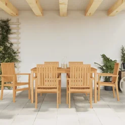 MAISON EXCLUSIVE - Chaises de jardin empilables lot de 6 56,5x57,5x91 cm bois teck