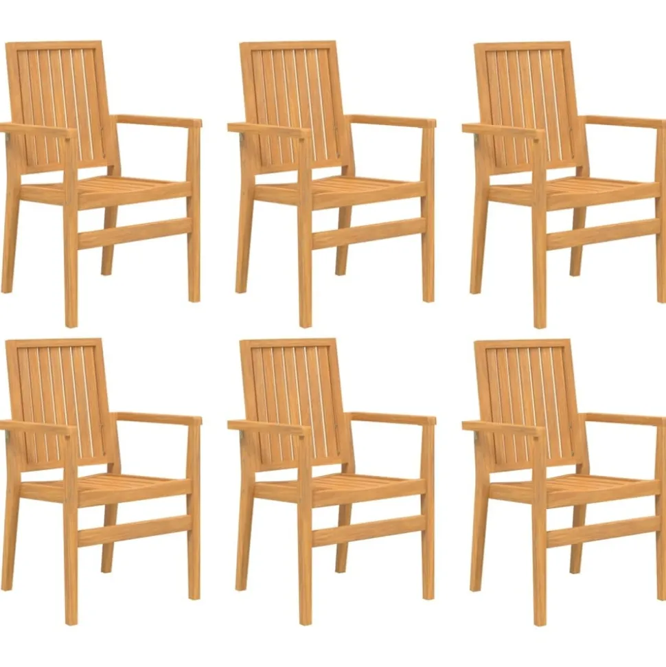 MAISON EXCLUSIVE - Chaises de jardin empilables lot de 6 56,5x57,5x91 cm bois teck